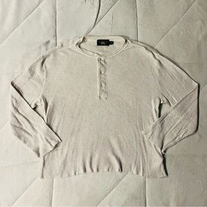 Ralph Lauren Double RRL Cropped White Waffle Henley Button Shirt Men’s Medium